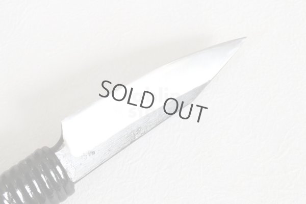 Photo8: Shokei Funaki Kurouchi white 2 steel Lacquer wisteria string cord handle Tanto Fixed Blade Knife 95mm