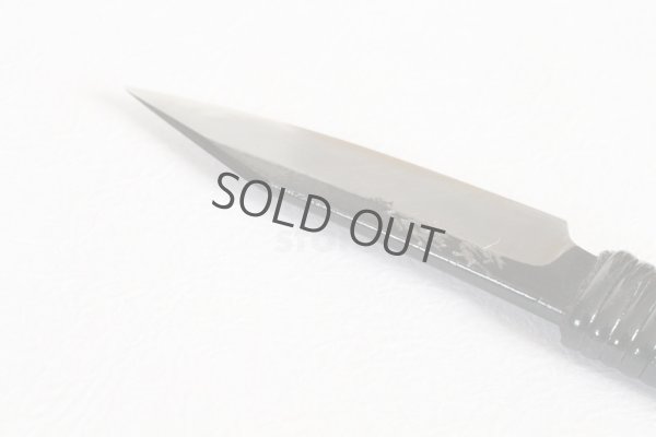 Photo6: Shokei Funaki Kurouchi white 2 steel Lacquer wisteria string cord handle Tanto Fixed Blade Knife 95mm