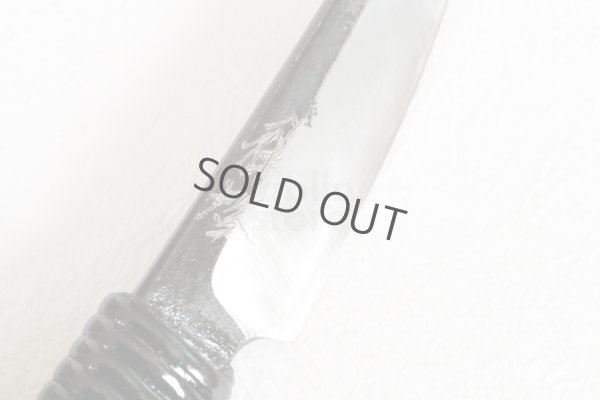 Photo5: Shokei Funaki Kurouchi white 2 steel Lacquer wisteria string cord handle Tanto Fixed Blade Knife 95mm