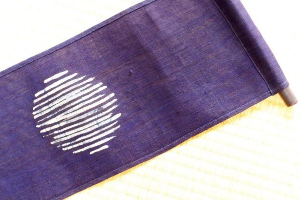 Photo4: Kyoto tapestry SB Japanese batik  lunar phase vittate indigo 19 x 120cm