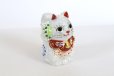 Photo6: Japanese Lucky Cat Kutani yaki ware Porcelain Maneki Neko nigo siro sakari pair