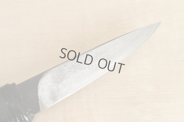 Photo11: Shokei Funaki hangetsu white 2 steel Lacquer wisteria string cord handle Tanto Fixed Blade Knife 85mm