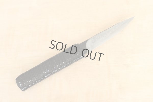 Photo10: Shokei Funaki hangetsu white 2 steel Lacquer wisteria string cord handle Tanto Fixed Blade Knife 85mm