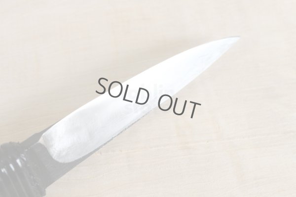 Photo5: Shokei Funaki hangetsu white 2 steel Lacquer wisteria string cord handle Tanto Fixed Blade Knife 85mm