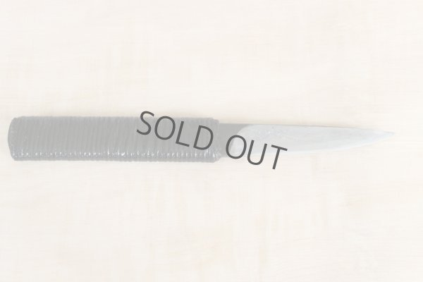 Photo4: Shokei Funaki hangetsu white 2 steel Lacquer wisteria string cord handle Tanto Fixed Blade Knife 85mm