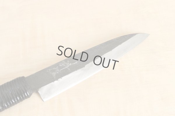 Photo8: Shokei Funaki Kurouchi white 2 steel Lacquer wisteria string cord handle Petty 135mm