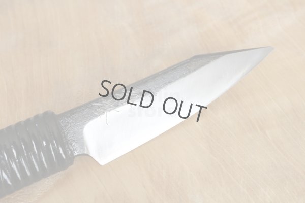 Photo3: Shokei Funaki Kurouchi white 2 steel Lacquer wisteria string cord handle Tanto Fixed Blade Knife 95mm