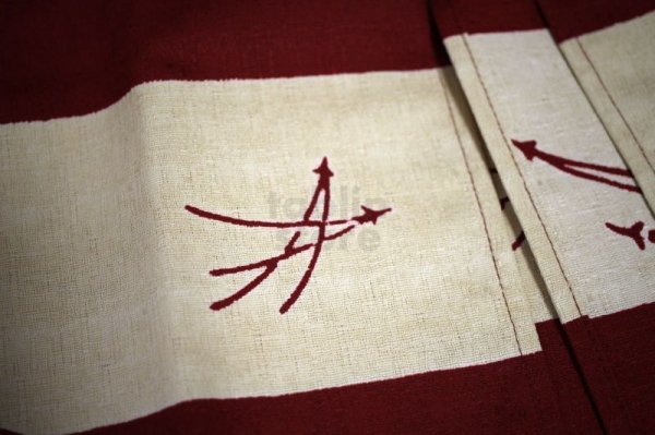 Photo7: Noren Japanese door store curtain matsuba wine-red cotton (various sizes)