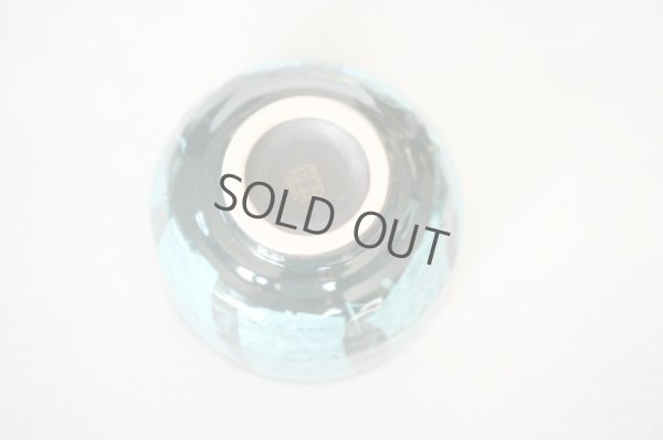 Photo3: Kutani matcha chawan Japanese tea ceremony bowl ippuku blue ginsai