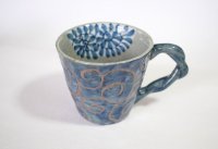 Arita porcelain Japanese tea mug cup Karakusa blue 350ml