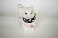 Photo9: Maneki Neko Japanese Lucky Cat Kutani Porcelain flower pink-purple H14cm