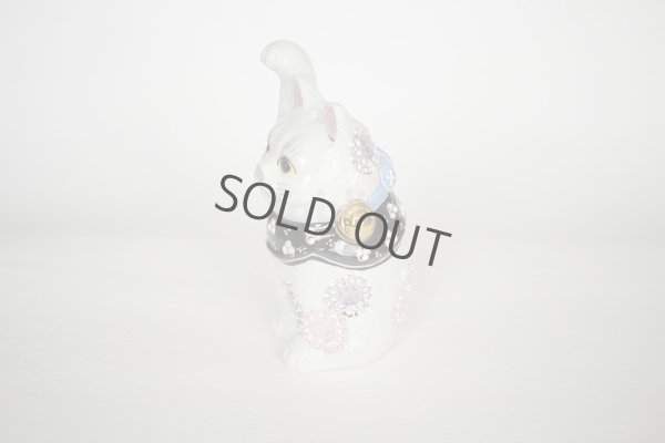 Photo8: Maneki Neko Japanese Lucky Cat Kutani Porcelain flower pink-purple H14cm