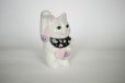 Photo6: Maneki Neko Japanese Lucky Cat Kutani Porcelain flower pink-purple H14cm