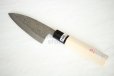 Photo8: Left Hand Okeya Yasuki white-2 steel Japanese Small Deba hammered Knife 105mm