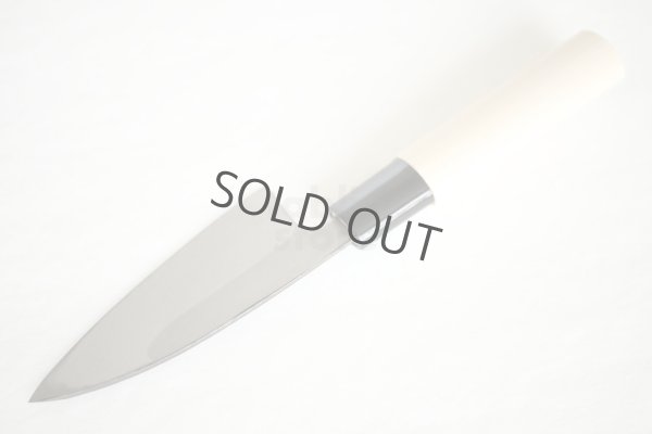 Photo7: Left Hand Okeya Yasuki white-2 steel Japanese Small Deba hammered Knife 105mm