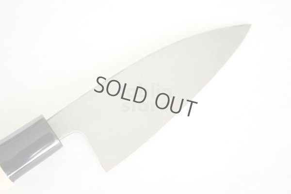 Photo6: Left Hand Okeya Yasuki white-2 steel Japanese Small Deba hammered Knife 105mm