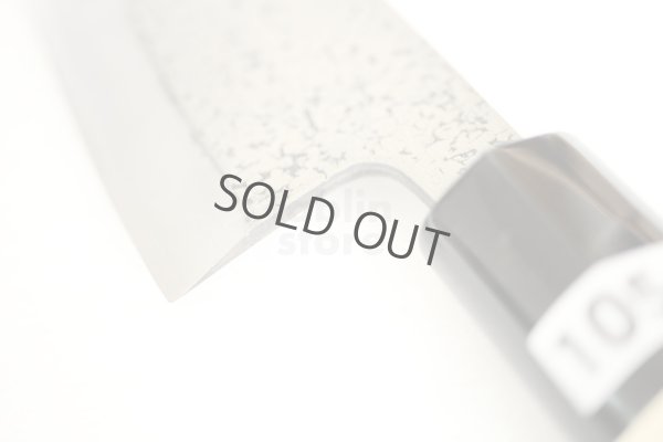 Photo5: Left Hand Okeya Yasuki white-2 steel Japanese Small Deba hammered Knife 105mm