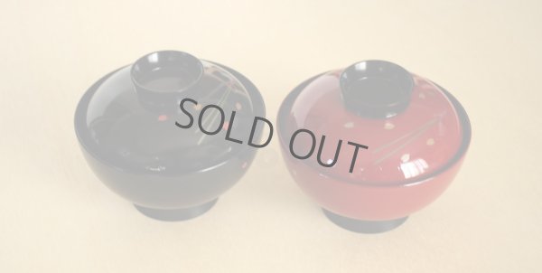 Photo6: Japanese Echizen Urushi lacquer soup bowl wan matsuba sakura D12cm set of 2