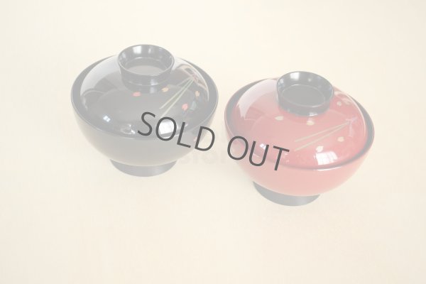 Photo5: Japanese Echizen Urushi lacquer soup bowl wan matsuba sakura D12cm set of 2