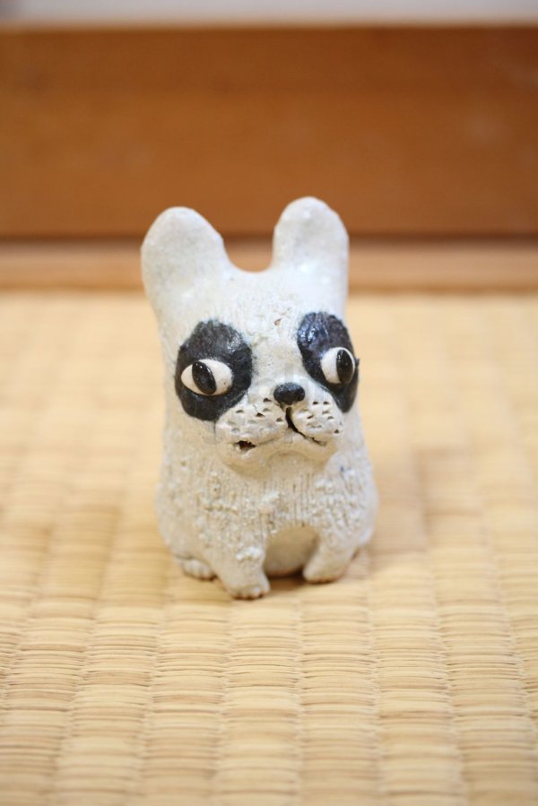 Photo1: French Bulldog Shigaraki pottery Japanese doll H8cm