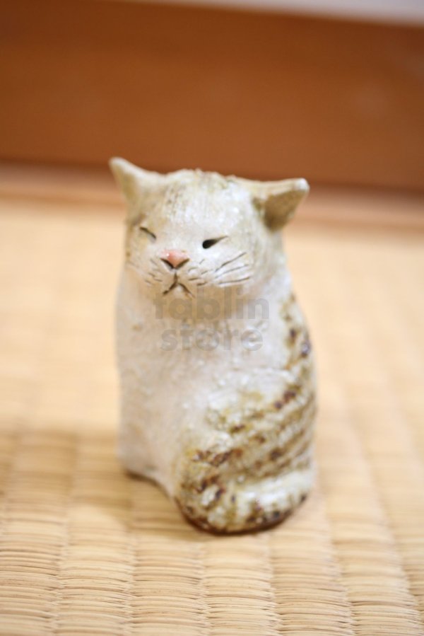 Photo1: sit cat neko Shigaraki pottery Japanese doll S H7.5cm