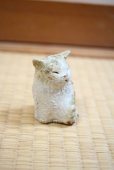Photo10: sit cat neko Shigaraki pottery Japanese doll S H7.5cm (10)