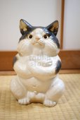 Photo1: Shigaraki Japanese pottery figurine Boss cat H 22.5 cm  (1)