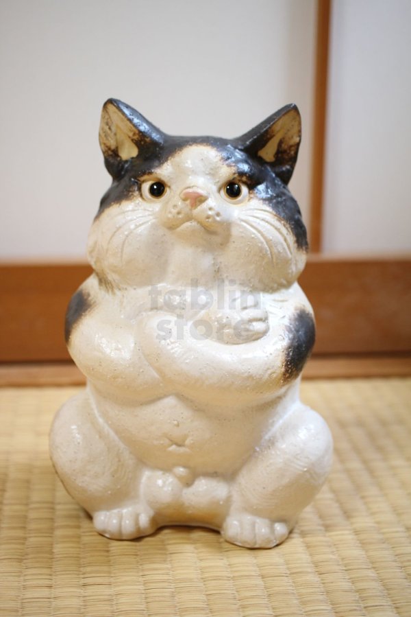 Photo1: Shigaraki Japanese pottery figurine Boss cat H 22.5 cm 