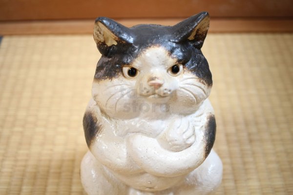 Photo5: Shigaraki Japanese pottery figurine Boss cat H 22.5 cm 