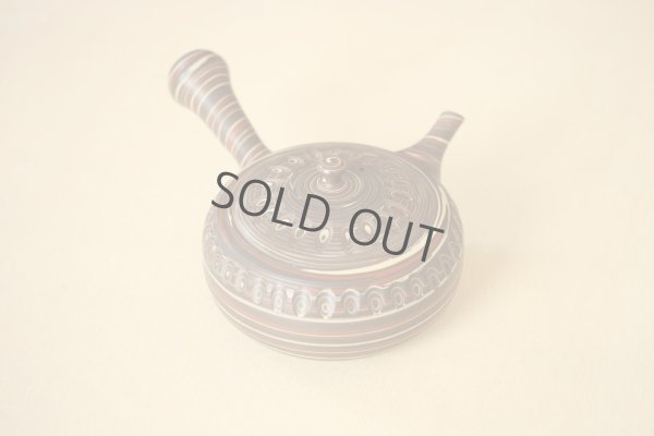 Photo10: Tokoname Japanese tea pot kyusu Tosen carved nerikomi 340ml