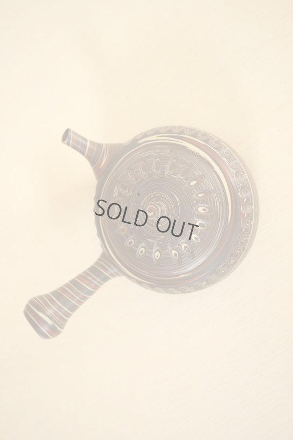 Photo4: Tokoname Japanese tea pot kyusu Tosen carved nerikomi 340ml