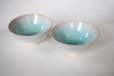 Photo10: Hagi yaki ware Japanese rice bowl mint pink-light-blue gradation set of 2