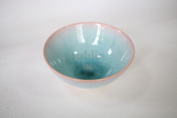Photo5: Hagi yaki ware Japanese rice bowl mint pink-light-blue gradation set of 2