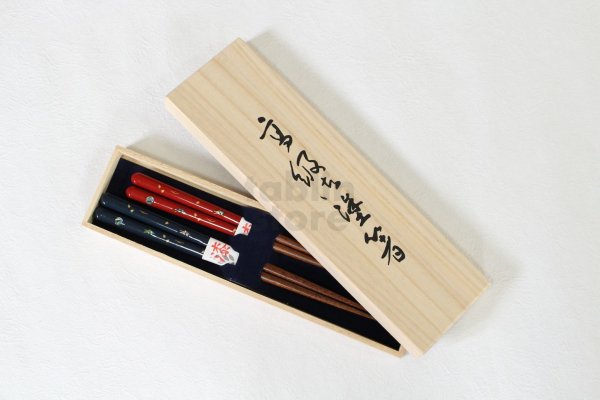 Photo5: Echizen Japanese lacquer wooden chopsticks moon sakura cherry Gift Box set