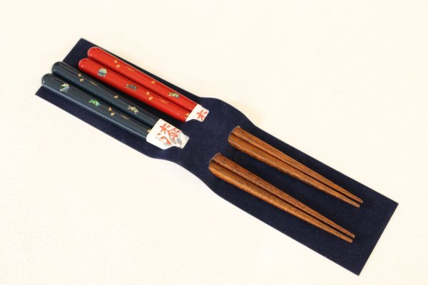 Photo4: Echizen Japanese lacquer wooden chopsticks moon sakura cherry Gift Box set