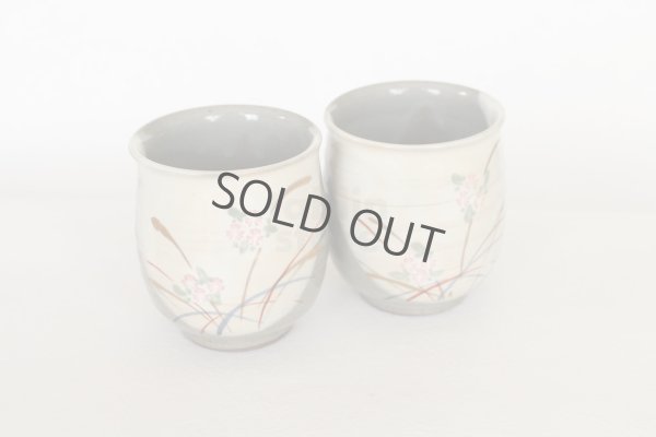 Photo5: Kiyomizu pottery yunomi flower kinsai tea cup set of 2