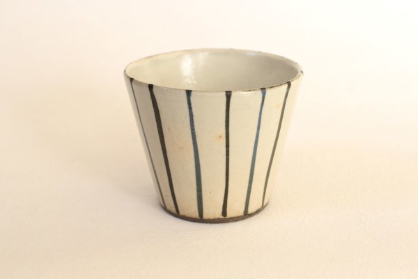 Photo6: Shigaraki Japanese pottery sake cup tumbler tsuchi togusa blue line 320ml