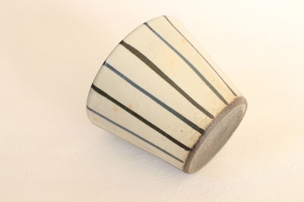 Photo3: Shigaraki Japanese pottery sake cup tumbler tsuchi togusa blue line 320ml