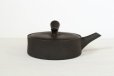 Photo9: Tokoname Japanese tea pot Sekiryu pottery tea strainer flat shape shudei black 150ml