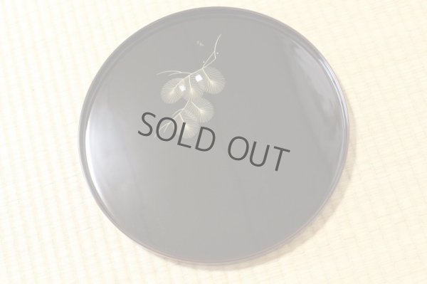 Photo6: Japanese Echizen Urushi lacquer Bon wooden tray round gold pine tamari D303mm