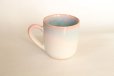 Photo5: Hagi Japanese pottery mug coffee cup mint pink-light-blue gradation set of 2
