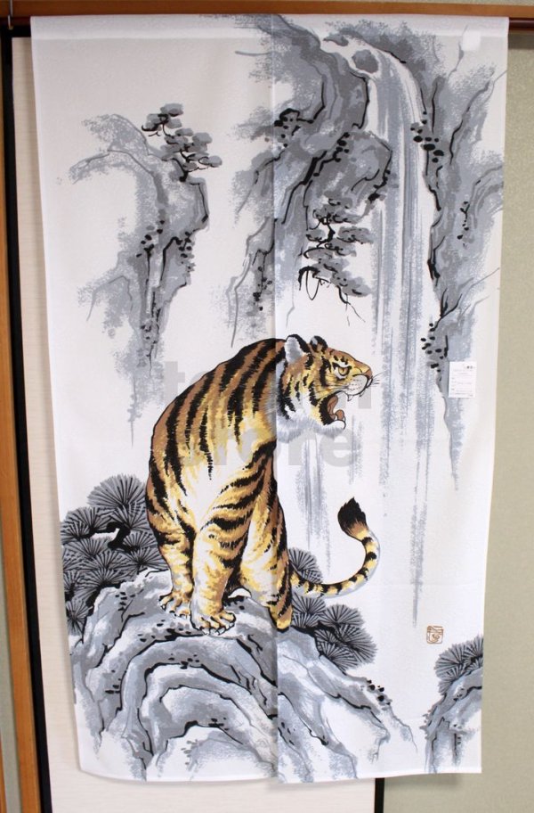 Photo2: Noren ikehiko Japanese door curtain tiger polyester 85 x 150cm