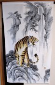 Photo5: Noren ikehiko Japanese door curtain tiger polyester 85 x 150cm