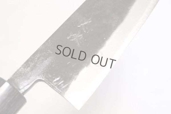 Photo9: Takayuki Iwai Blue 2 steel Ibuki Kurouchi black hammered finish Santoku knife 170mm