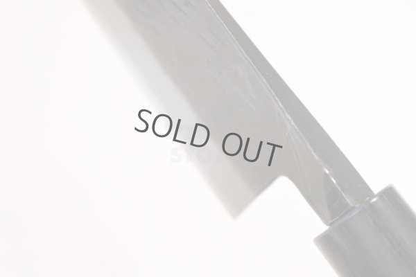 Photo7: Takayuki Iwai Blue 2 steel Ibuki Kurouchi black hammered finish Santoku knife 170mm