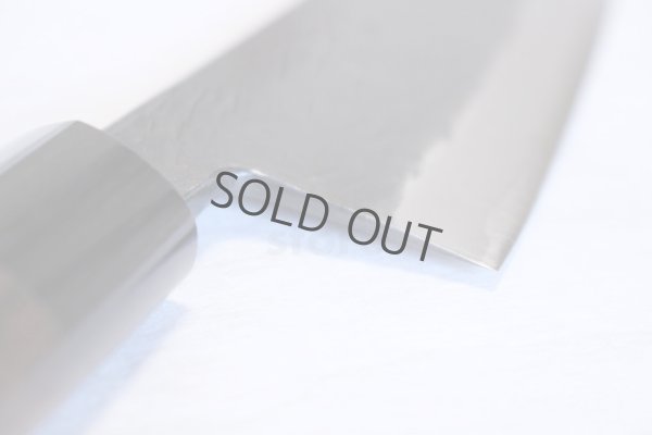 Photo6: Takayuki Iwai Blue 2 steel Ibuki Kurouchi black hammered finish Santoku knife 170mm