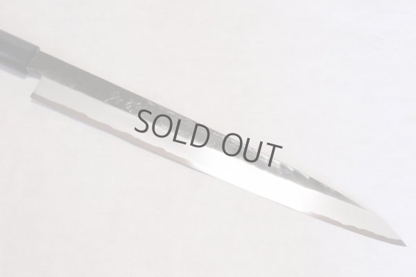 Photo8: Takayuki Iwai Blue 2 steel Ibuki Kurouchi black finish Sashimi Yanagiba knife 270mm