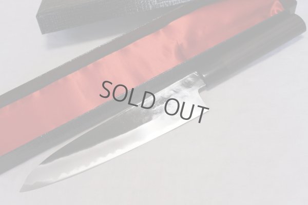 Photo6: Takayuki Iwai Aogami super blue steel Ibuki Kurouchi black finish Gyuto knife 210mm