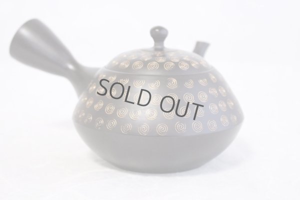 Photo12: Tokoname Japanese tea pot kyusu YT Hokuryu pressed gold  flower 300ml