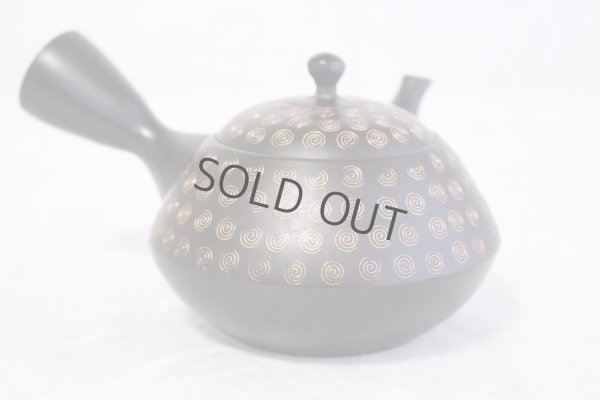 Photo11: Tokoname Japanese tea pot kyusu YT Hokuryu pressed gold  flower 300ml